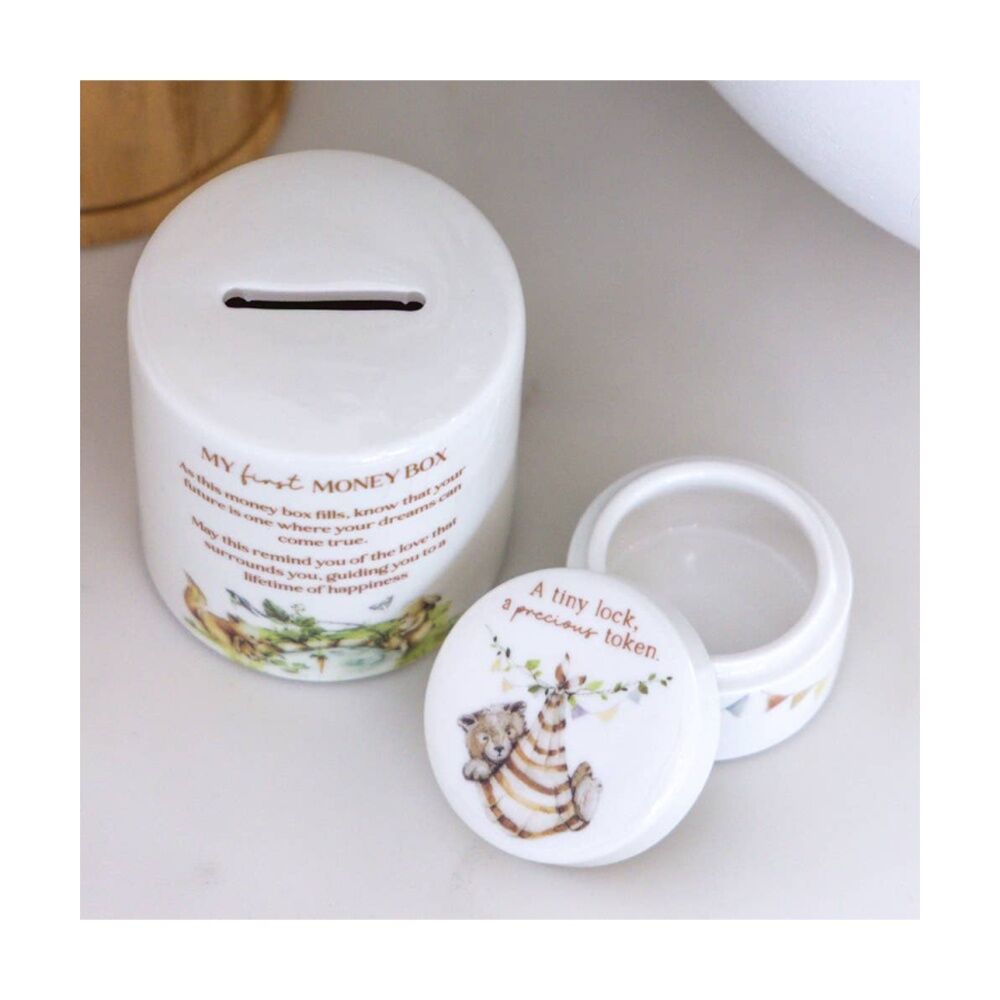 2PK Tiny Wonders Baby's First Hair Curl Ceramic Memento Keepsake Box White 6cm