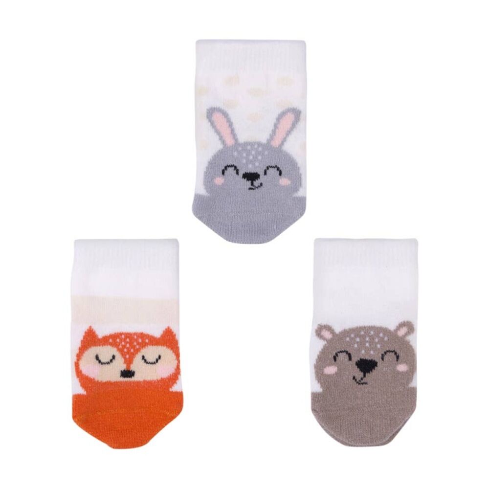 2x 3pc Tiny Wonders Baby's First Socks Gift Set 0-6m White/Orange/Grey