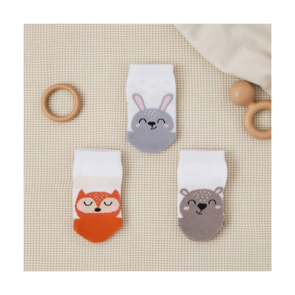 2x 3pc Tiny Wonders Baby's First Socks Gift Set 0-6m White/Orange/Grey