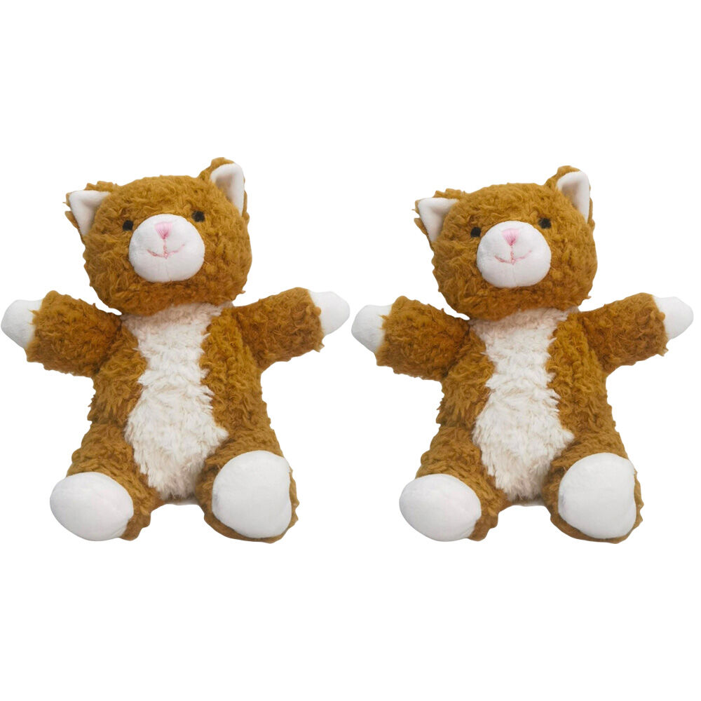 2x Urban Products Curly Cat Ginger Kids Cuddly Plush Soft Toy 18cm