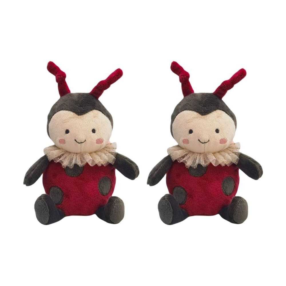 2x Urban Products Ladybug Rattle Red/Black Kids Plush Soft Toy 17cm