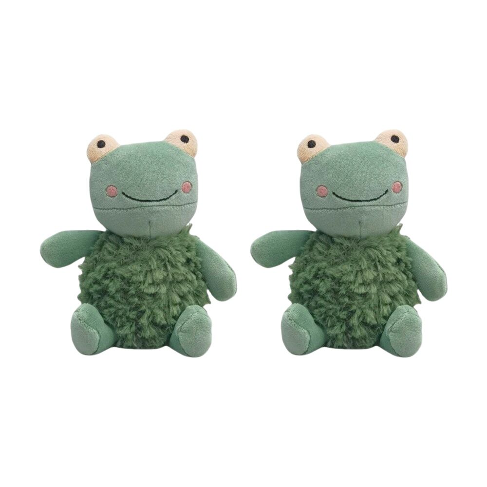 2x Urban Products Frog Rattle Green Textured Cuddly Plush Soft Toy 17cm