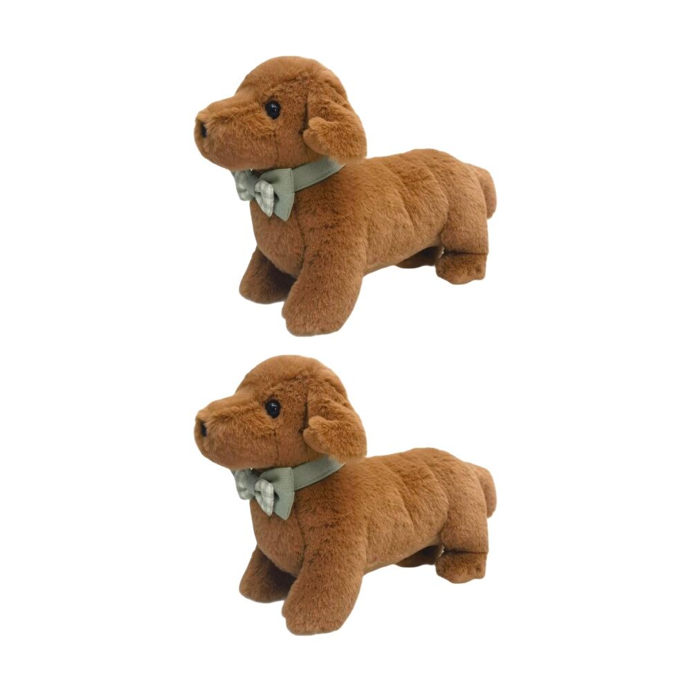 2x Urban Products Dachy Dog Brown Soft Toy Kids Cuddly Plush 23cm