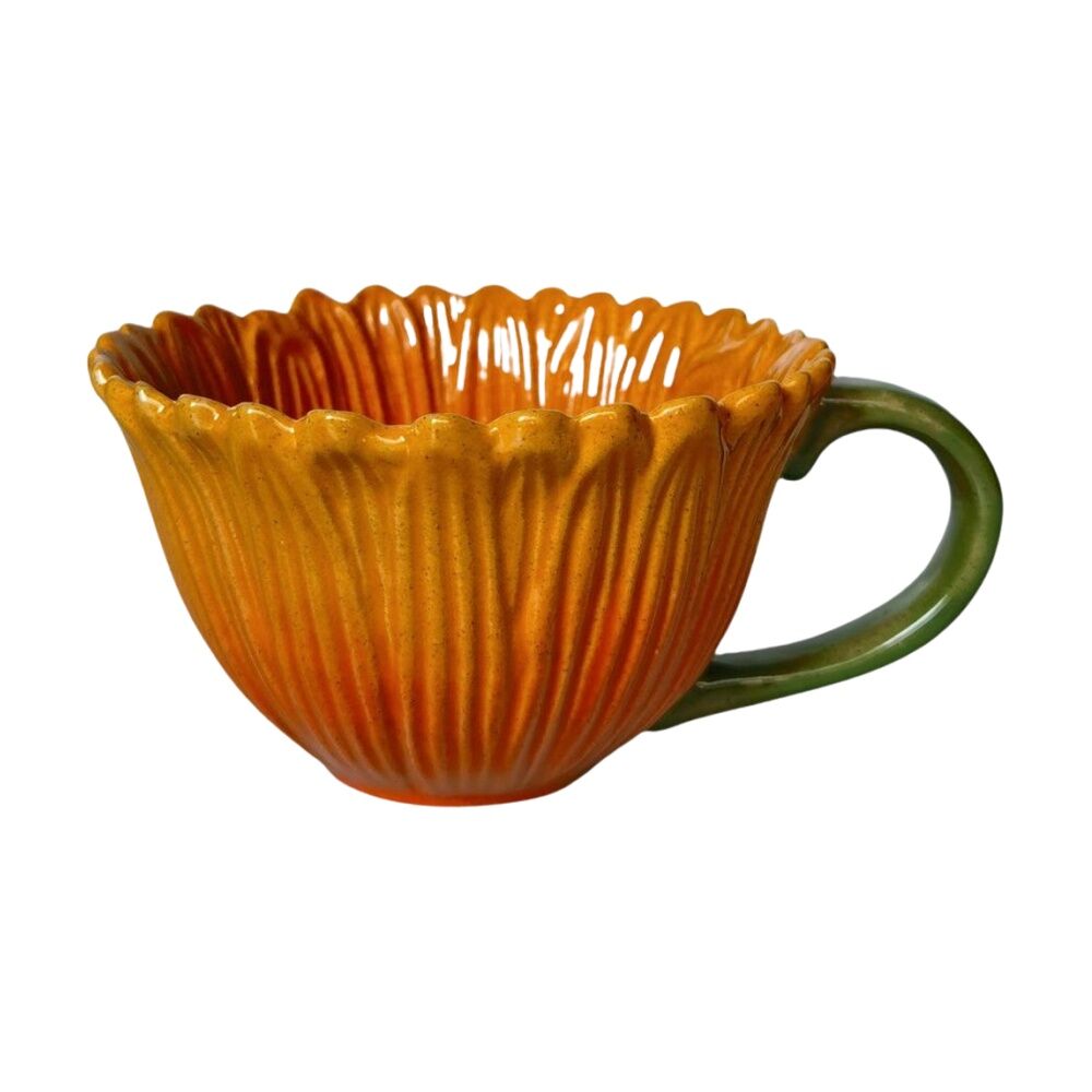 4x Urban Products Sunflower Mug Yellow Ceramic Coffee Or Tea Cup 7cm