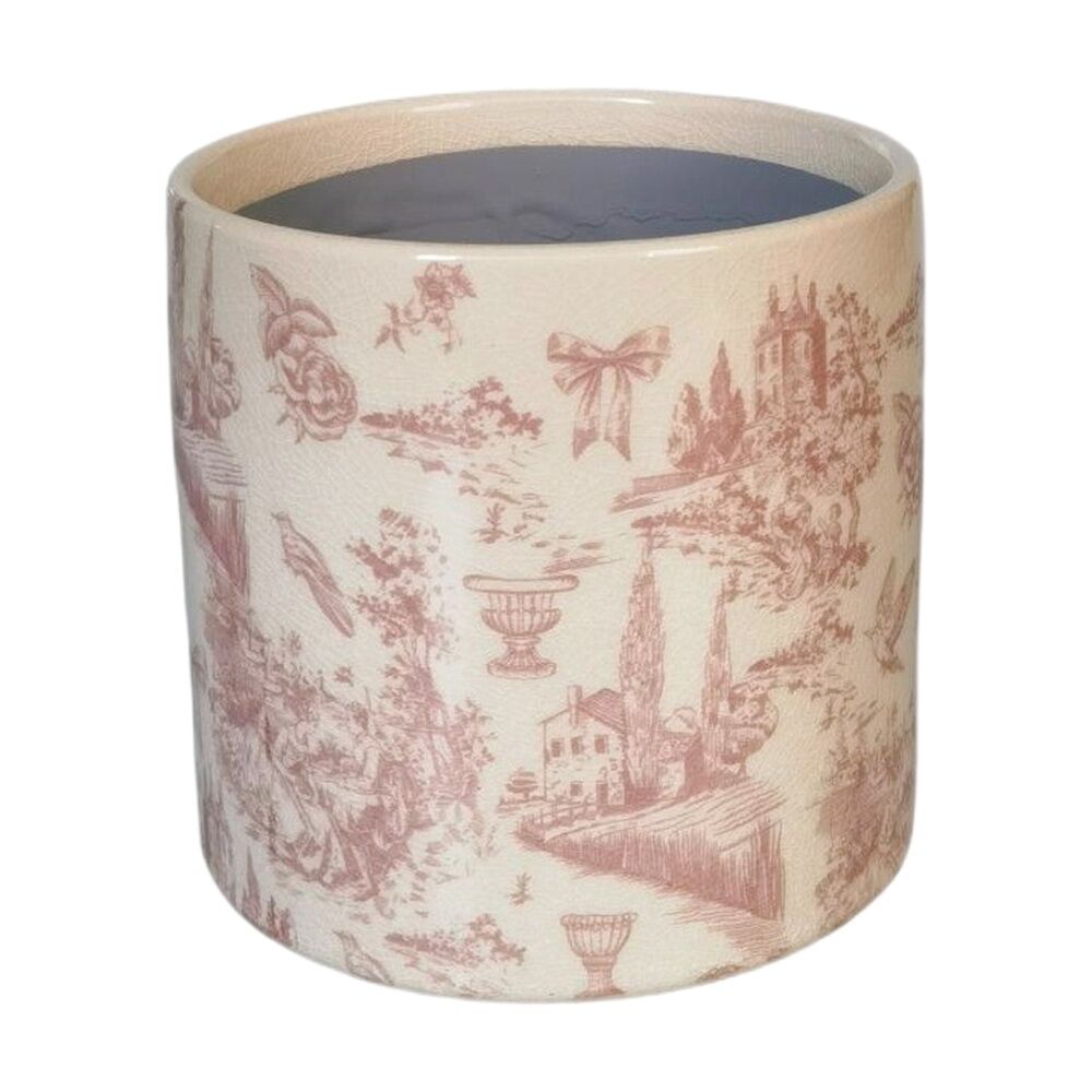 2x Urban Products Romantique Toile Planter Pink Ceramic Decorative Pot 14cm