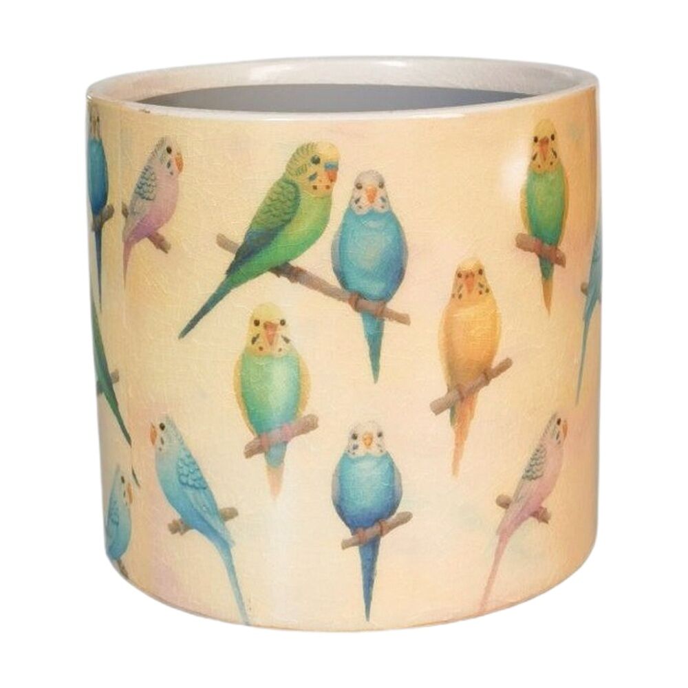 2x Urban Products Budgie Planter Yellow/Blue Ceramic Decorative Pot 17cm