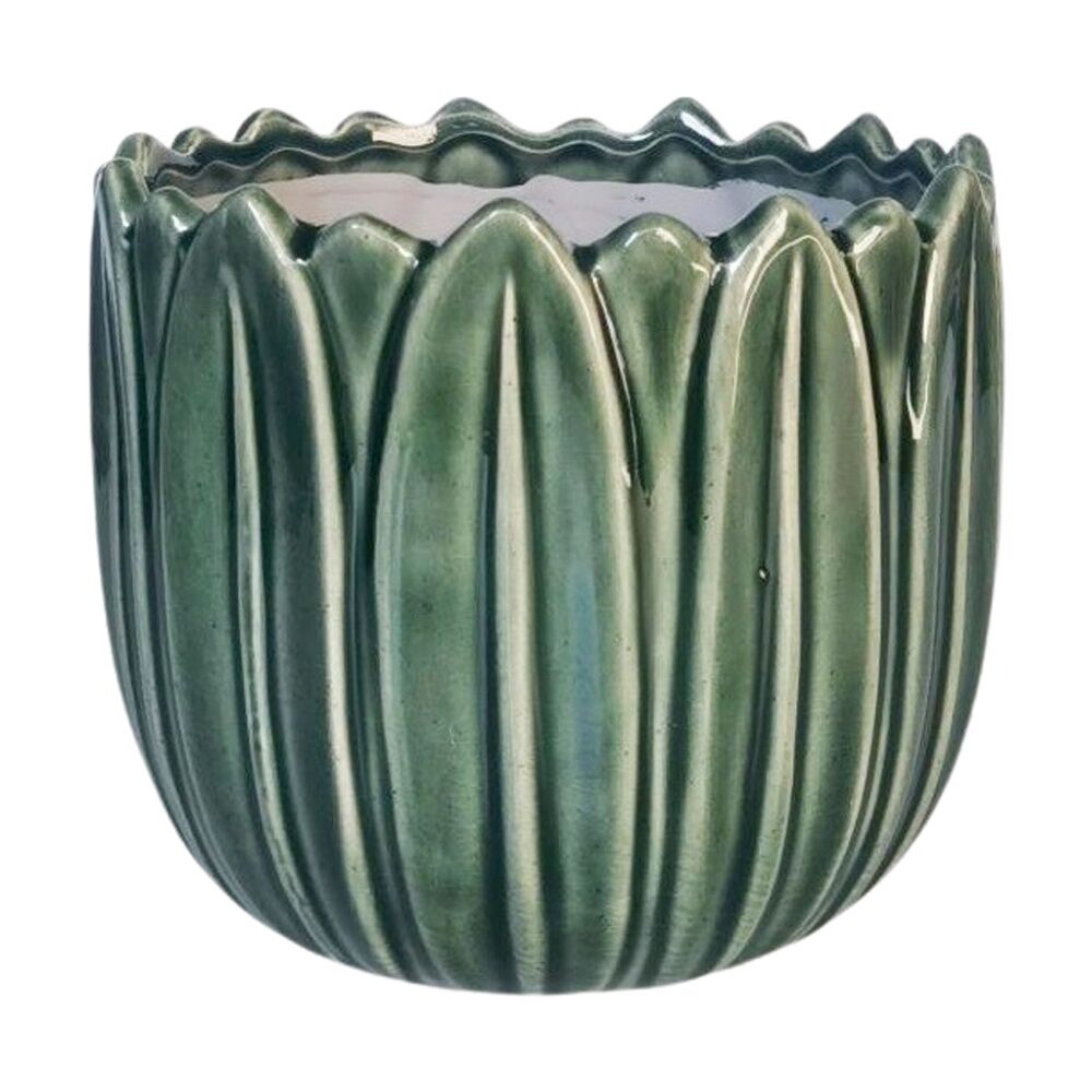 2x Urban Products Daintree Planter Green Ceramic Glossy Finish Pot 17cm