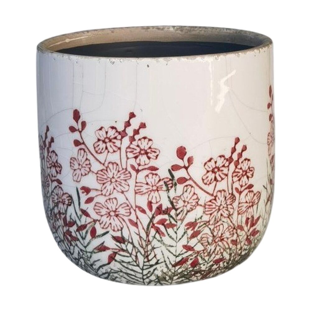 2x Urban Products Seline Planter Pink/Green Decorative Ceramic Pot 14cm