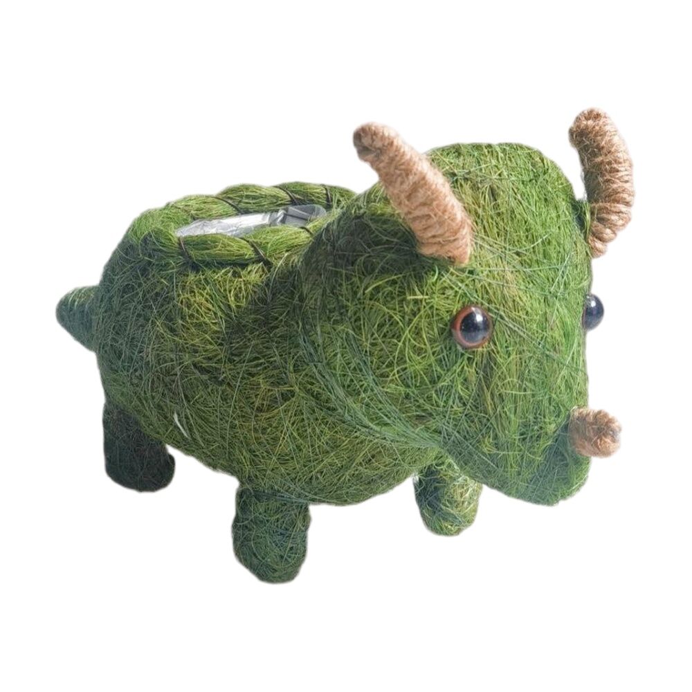 2x Urban Products Triceratops Dinosaur Husk Green Decorative Planter