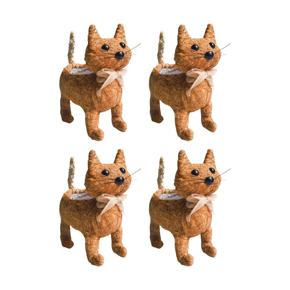 4x Urban Products Ginger Cat Husk Planter Orange Decorative Indoor 24cm