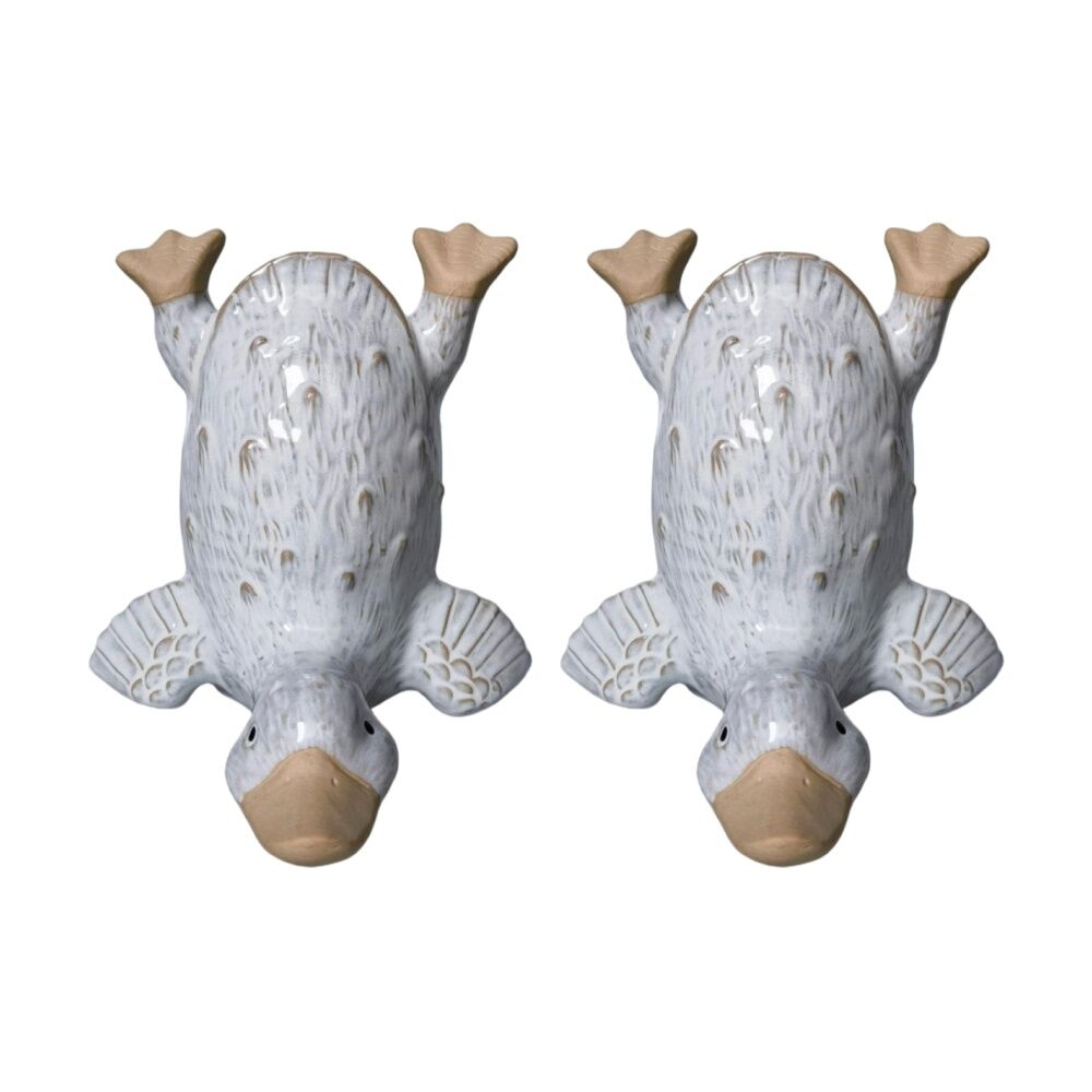2x Urban Products Duck Handstand White Decorative Indoor Vase 19cm