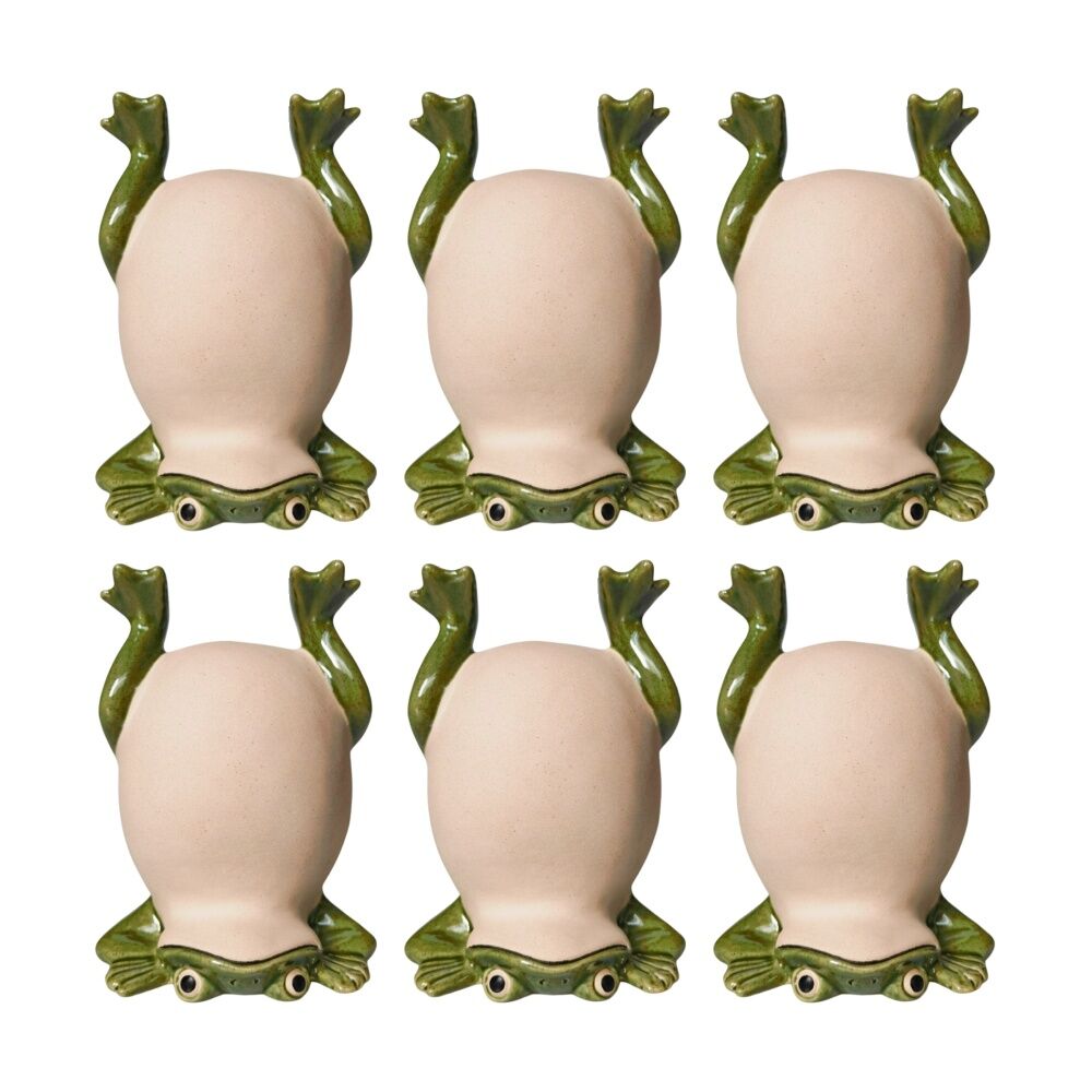 6x Urban Products Frog Handstand Ornament Green Ceramic Decorative Figurine 11cm
