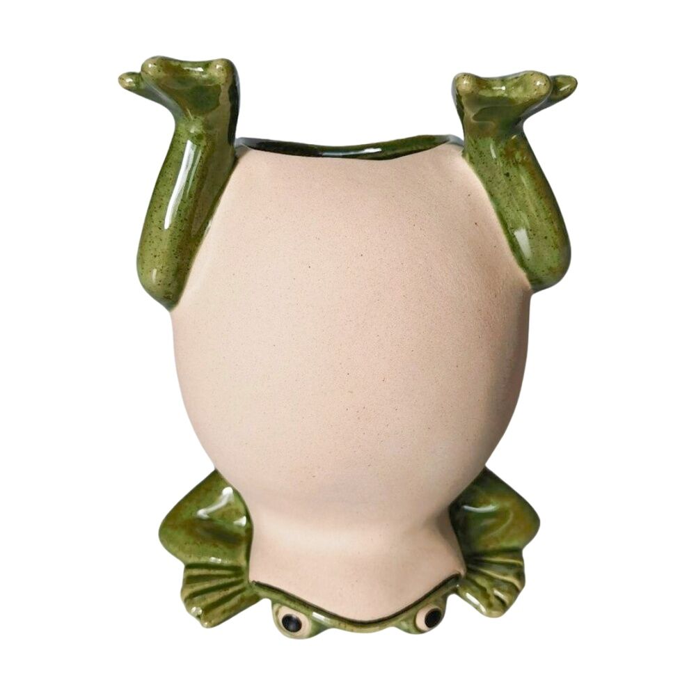 2x Urban Products Frog Handstand Green Decorative Indoor Planter 17cm