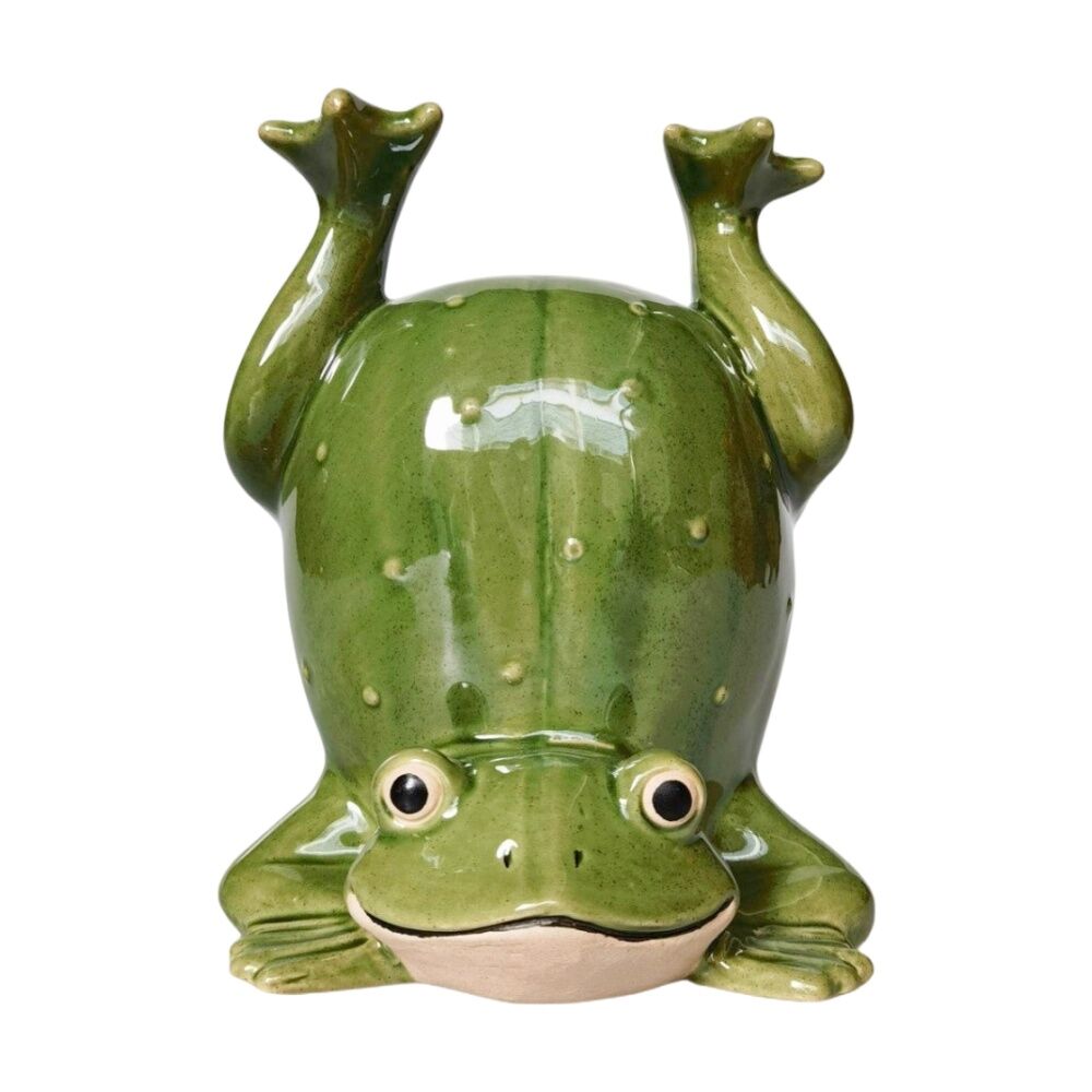 2x Urban Products Frog Handstand Green Decorative Indoor Vase 19cm