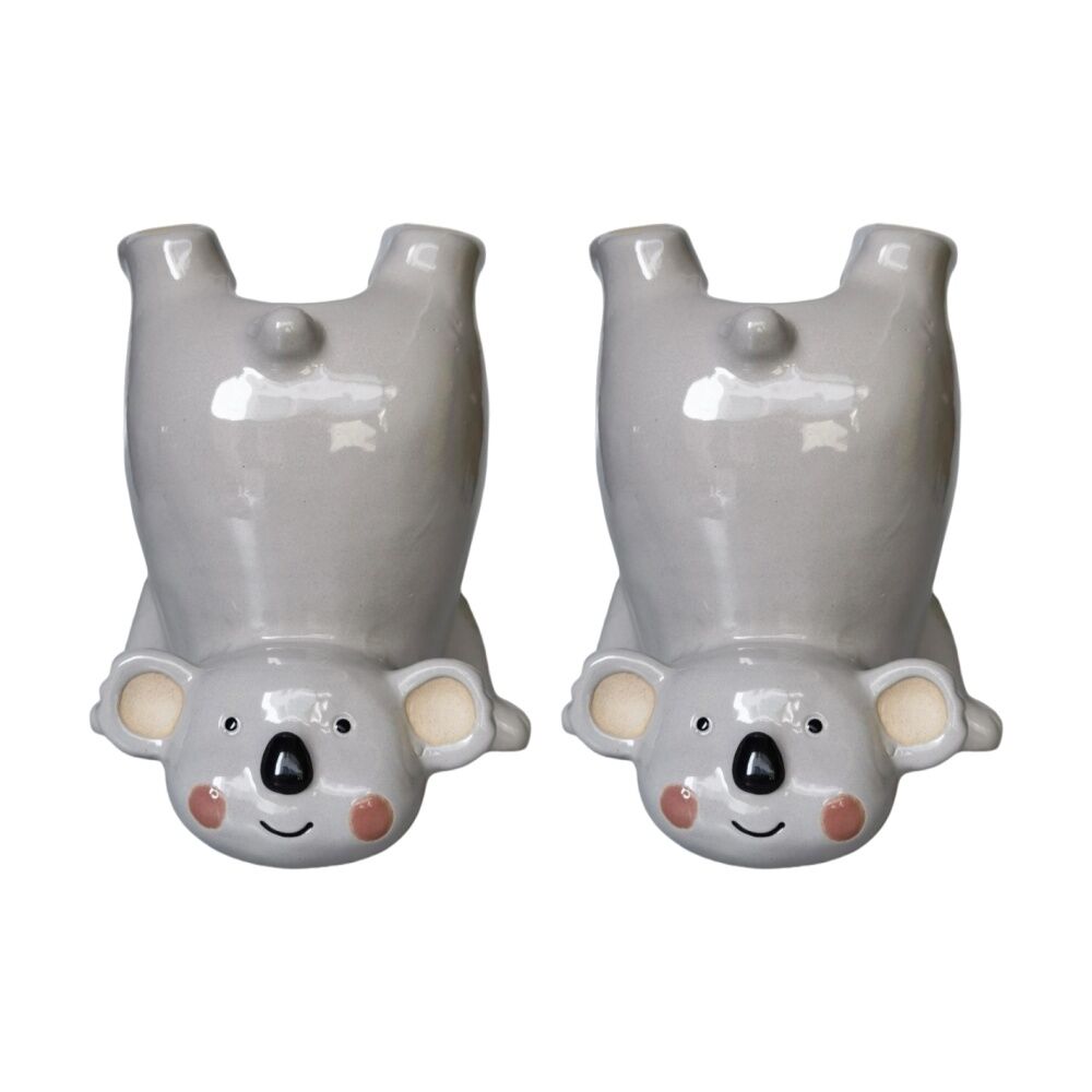 2x Urban Products Koala Handstand Grey Decorative Indoor Vase 20cm