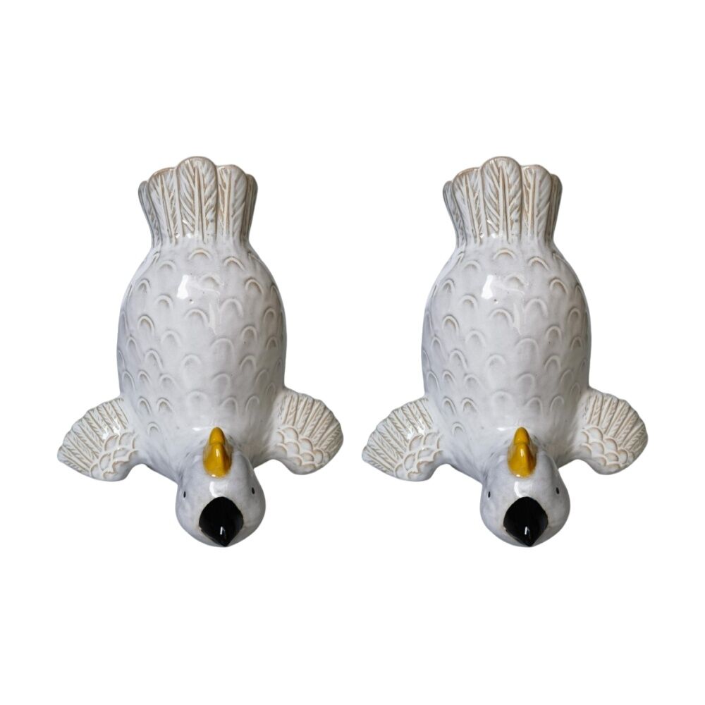 2x Urban Products Cockatoo Handstand White Decorative Indoor Vase 21cm