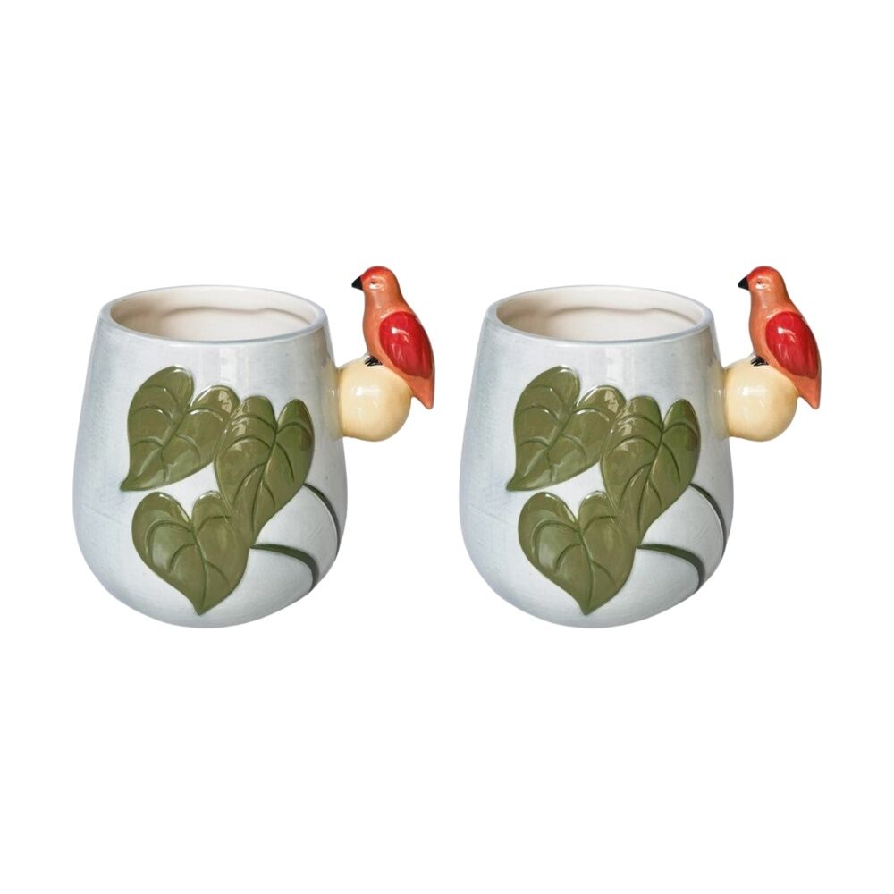 2x Urban Products Madagascar Planter Blue Ceramic Decorative Pot 15cm