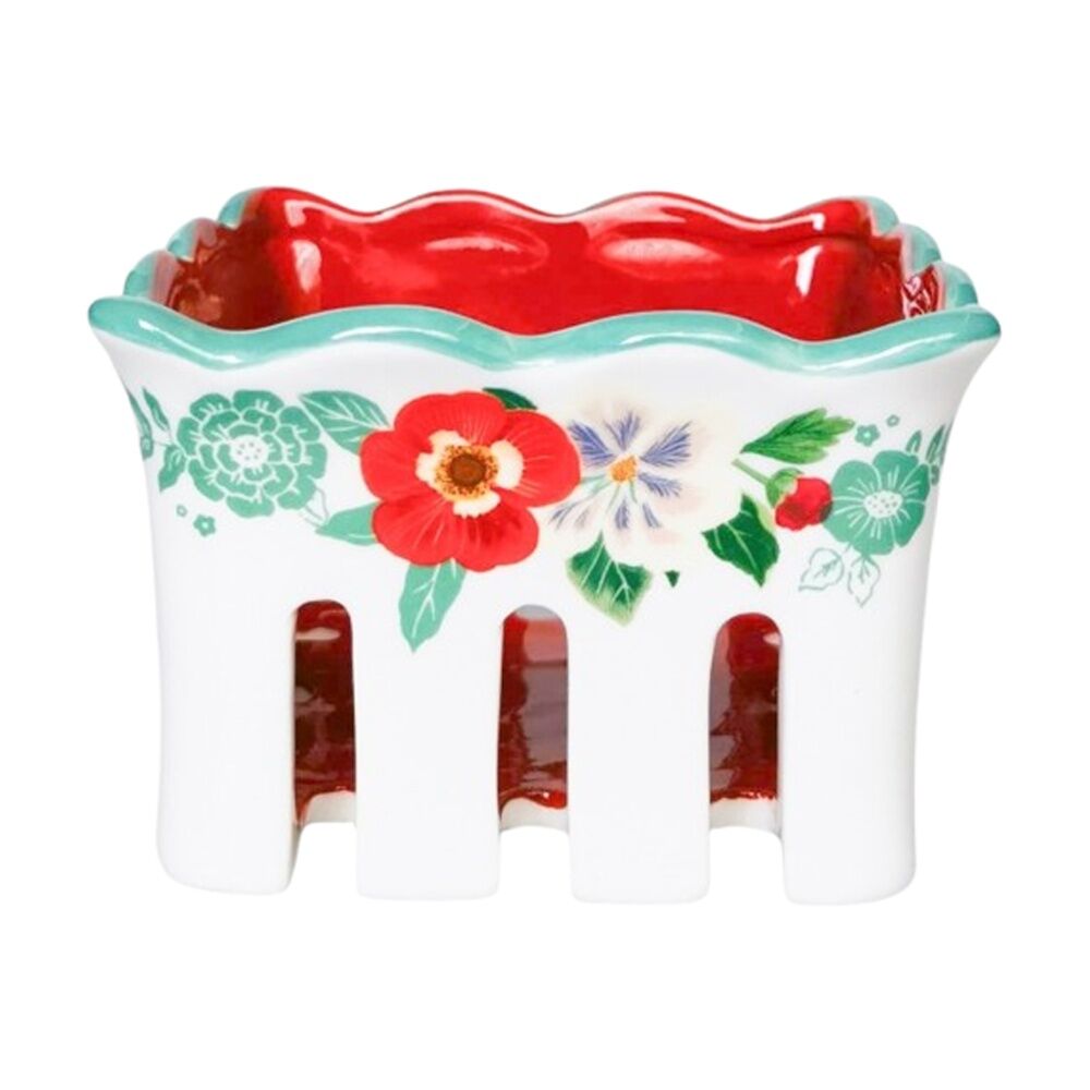 2x Urban Products Posie Fruit Basket White Ceramic Floral Decorative Bowl 6cm