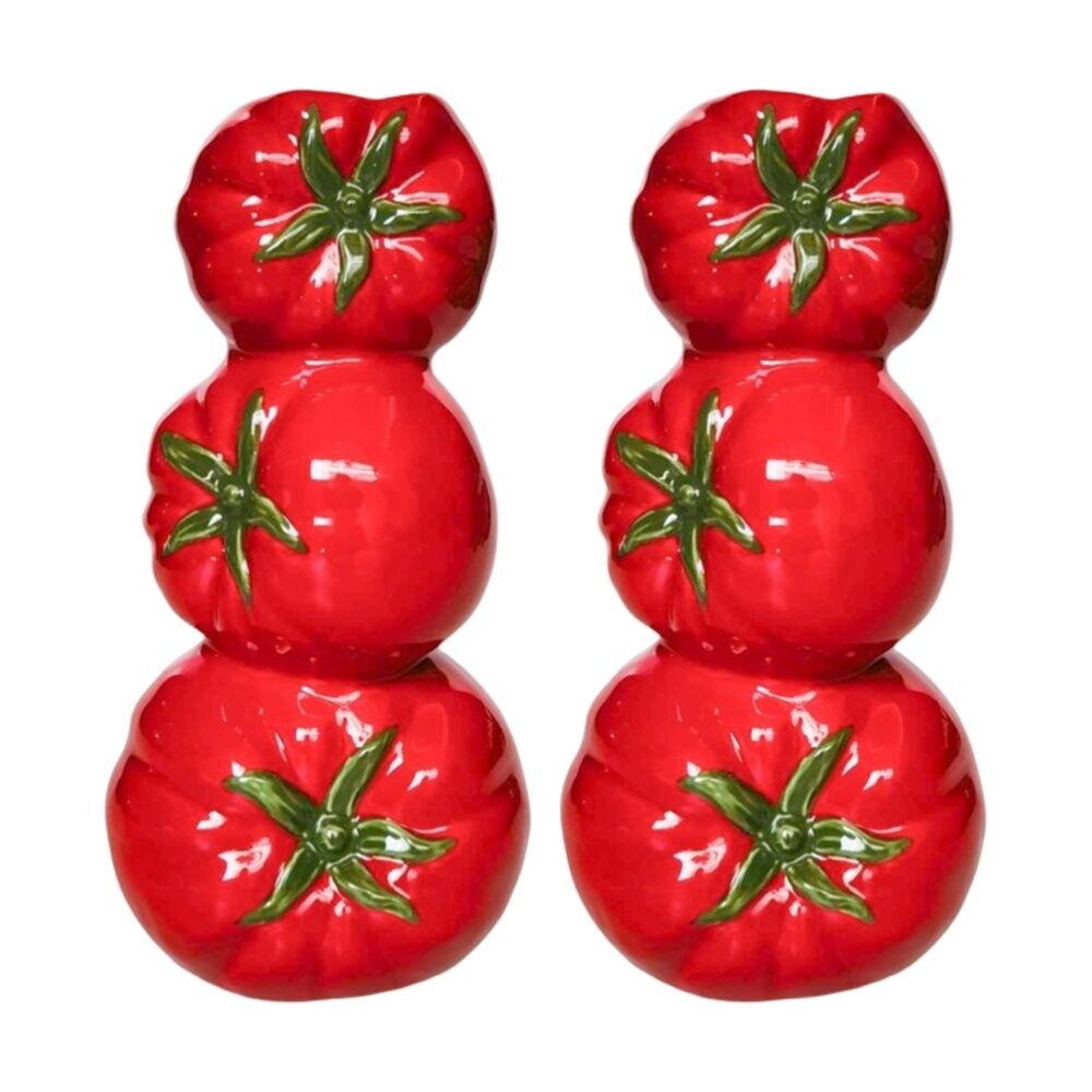 2x Urban Products Trio Of Tomato Red Decorative Ceramic Vase 23cm