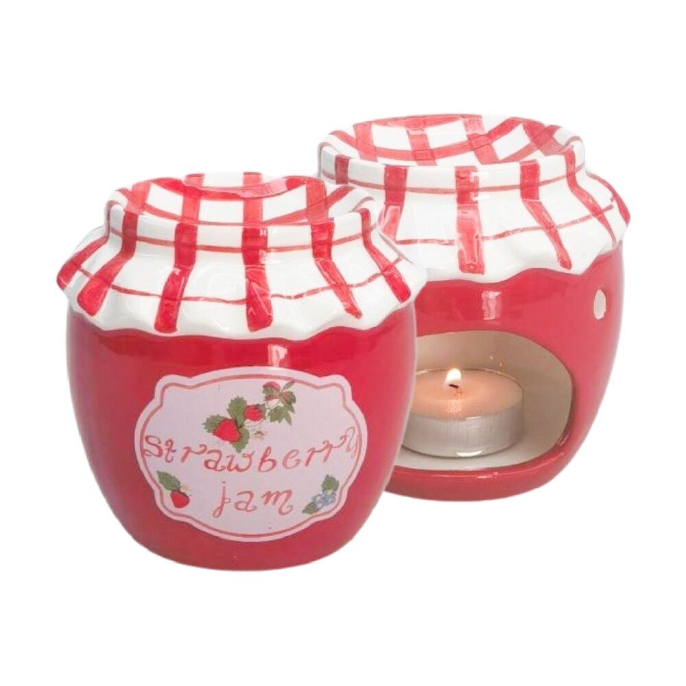 2x Urban Products Jam Jar Oil Burner Red Ceramic Candle Holder 9cm