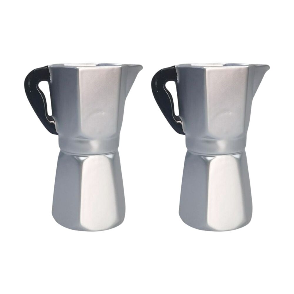 2x Urban Products Coffee Pot Vase Octagonal Silver Metallic Finish 16cm