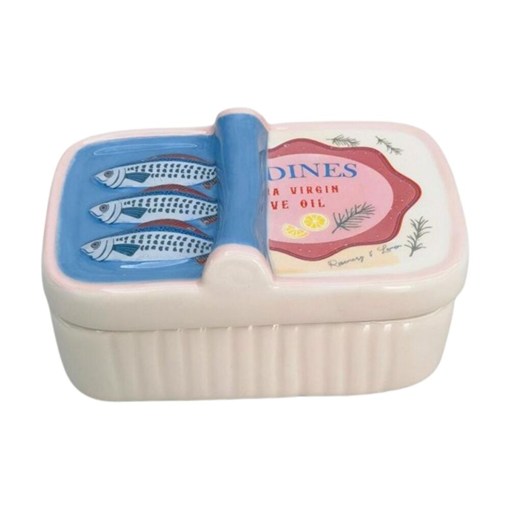 Urban Products Sardine Trinket Blue Ceramic Decorative Storage Box 12cm