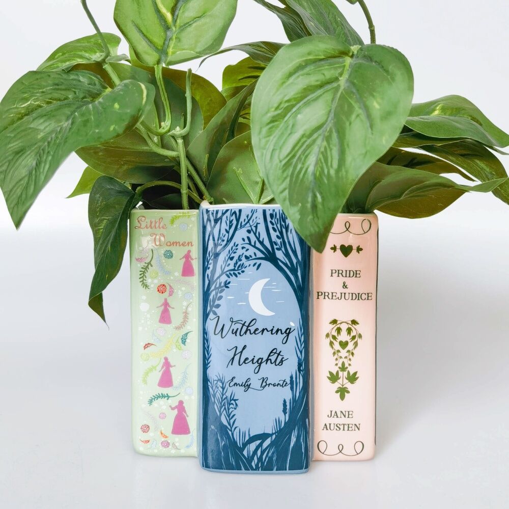 Urban Products Girly Classic Books Planter Ceramic Home Decor Pink/Green