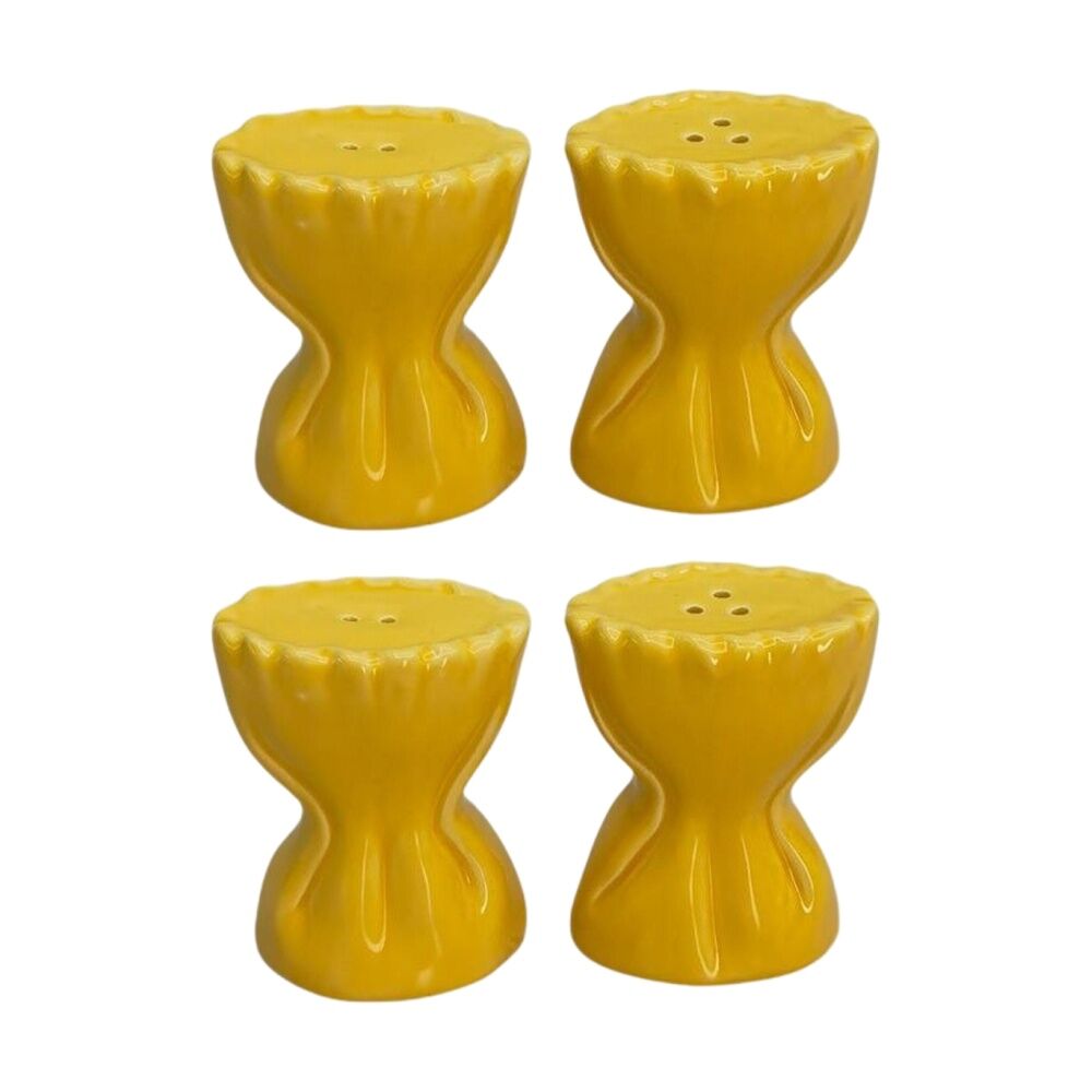 2x 2pc Urban Products Yellow Ceramic Pasta Decorative Salt & Pepper Shakers 8cm