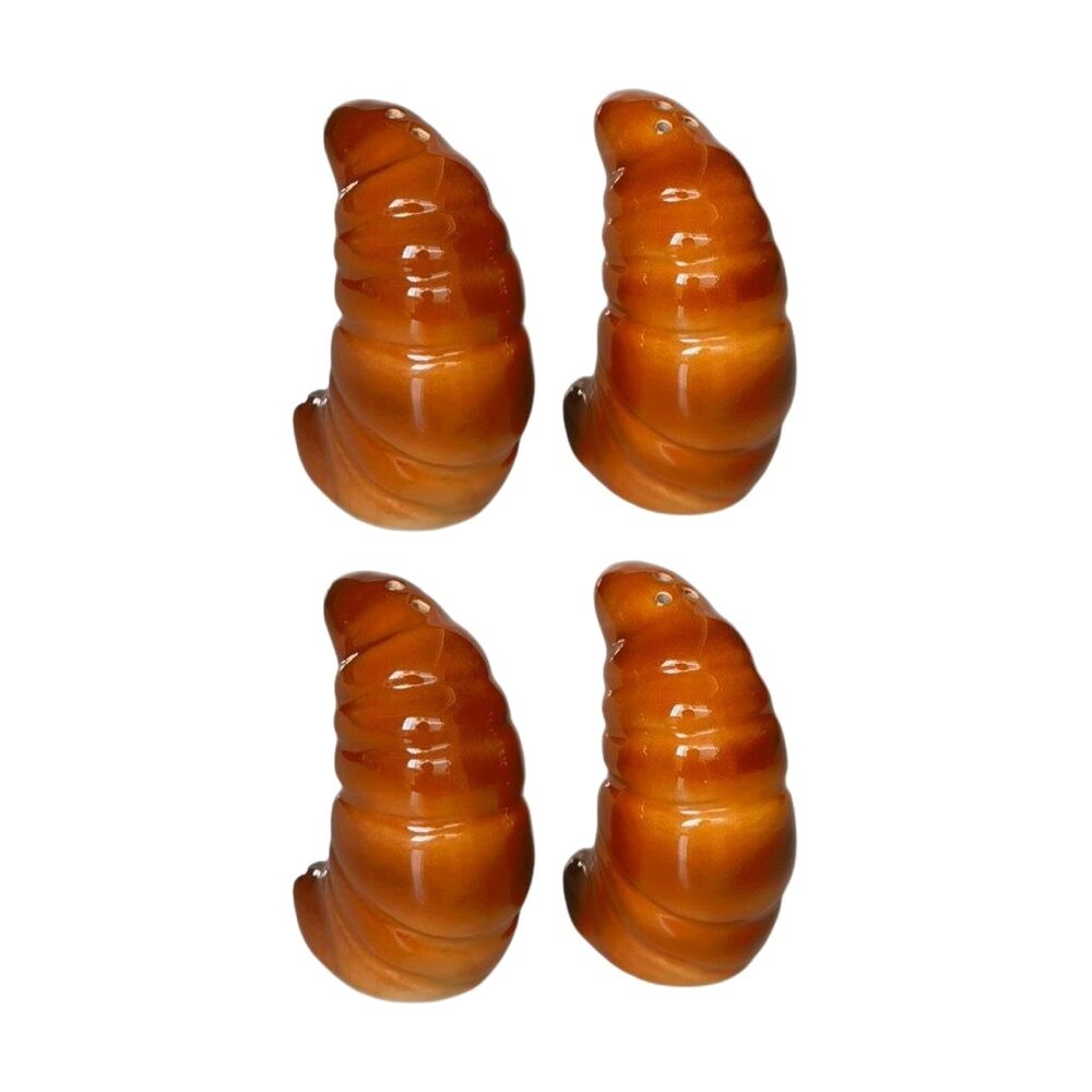 2x 2pc Urban Products Croissant Brown Ceramic Salt & Pepper Shakers 9cm