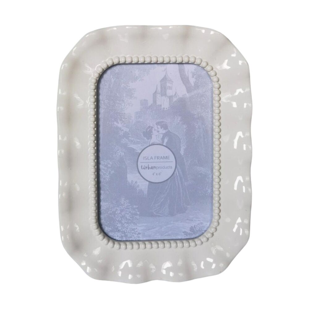 Urban Products Isla White Decorative Photo Frame Beaded Edge 4x6inch