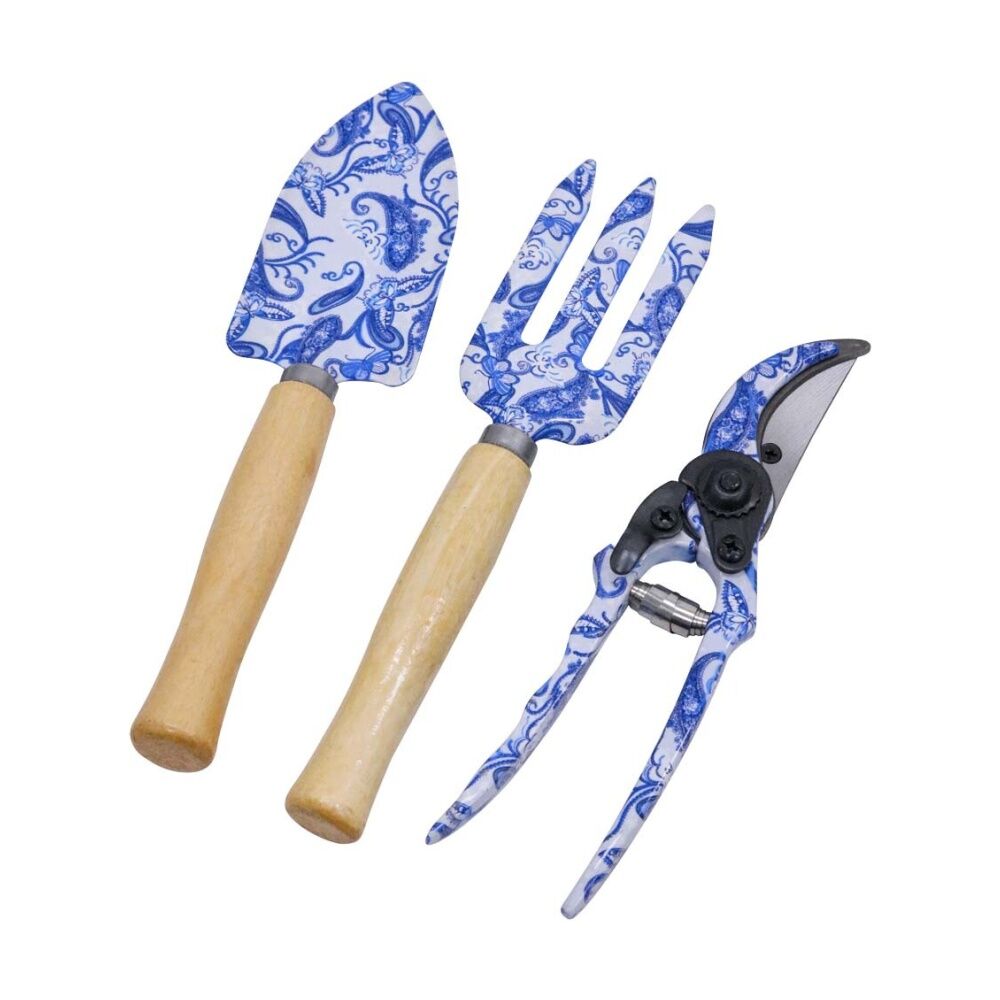 3pc LVD Outdoor Gardening/Planting Trowel Secateurs & Fork Tool Set Hamptons