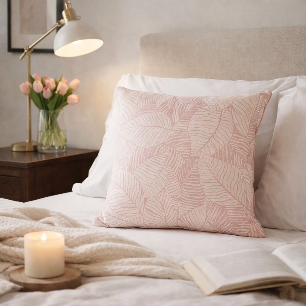 2PK Urban Style Decorative Pink Leaves Lounge Cushion Throw Pillow 45x45cm