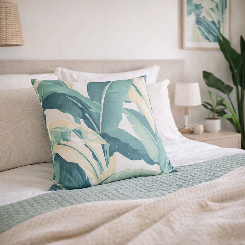 Urban Style Lounge Cushion Decorative Throw Pillow Palm Leaves 45x45cm