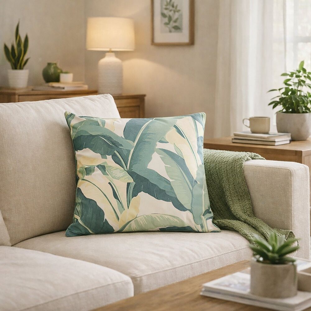 Urban Style Lounge Cushion Decorative Throw Pillow Palm Leaves 45x45cm