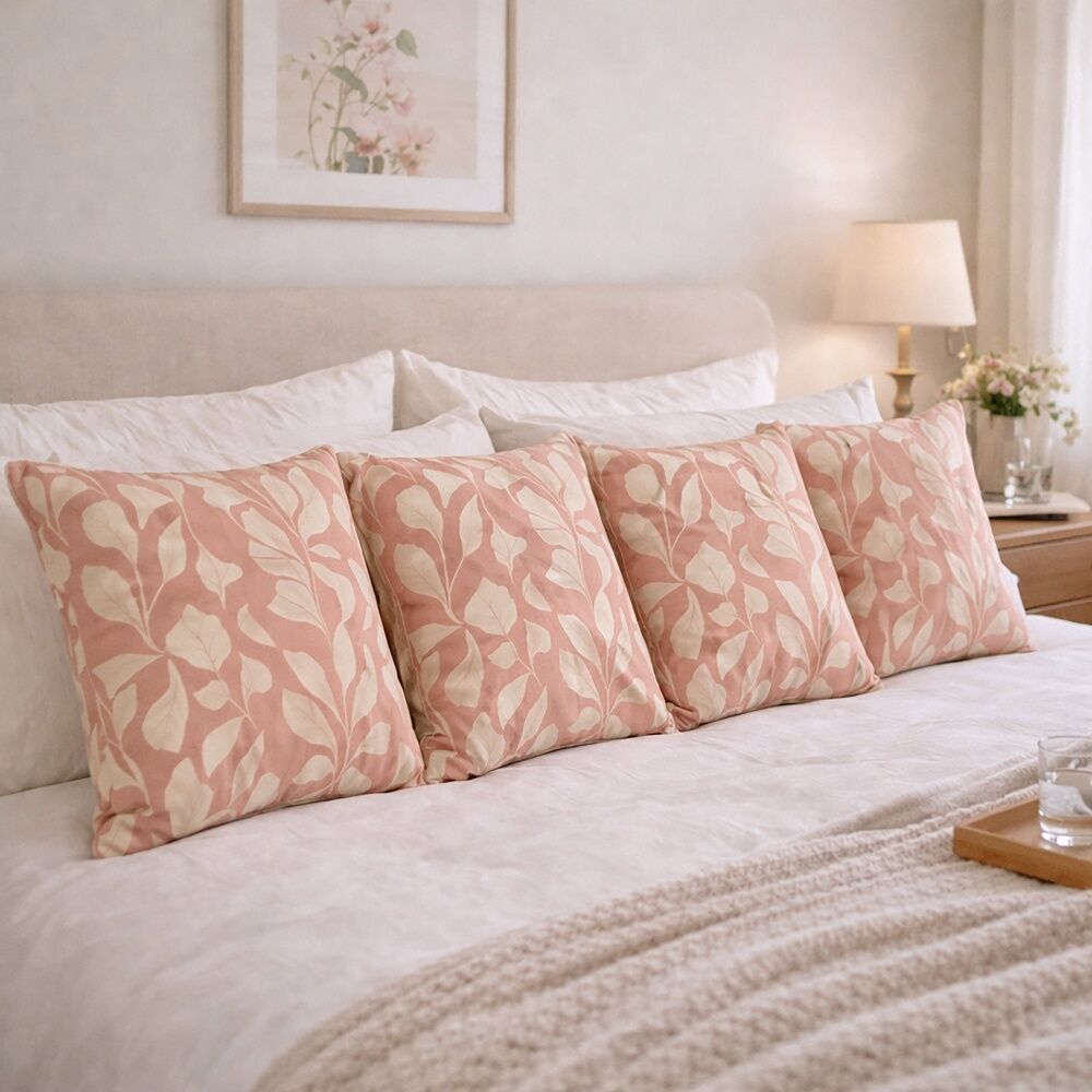 Urban Style Cushion Decorative Throw Pillow Terracotta Leaves 45x45cm