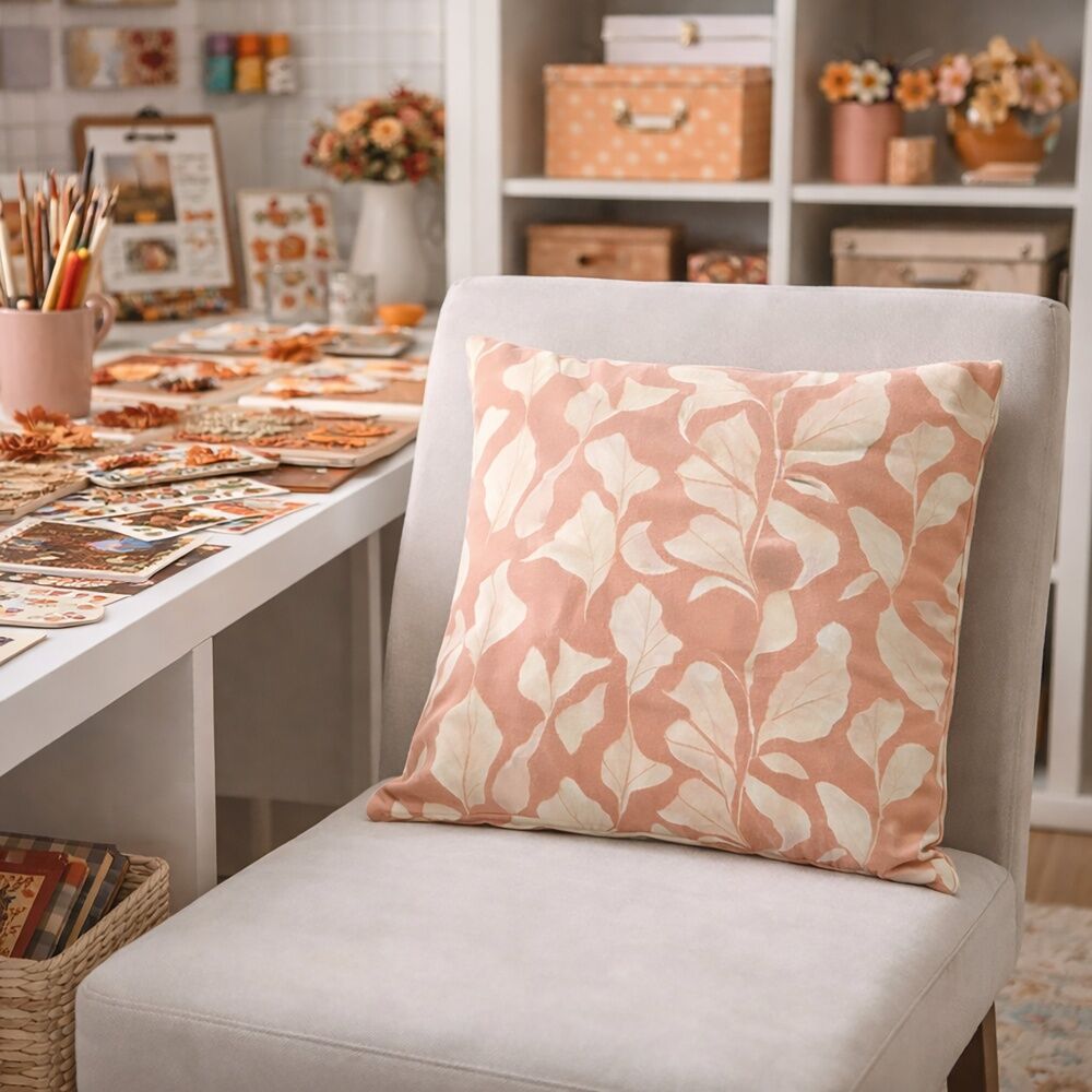 Urban Style Cushion Decorative Throw Pillow Terracotta Leaves 45x45cm