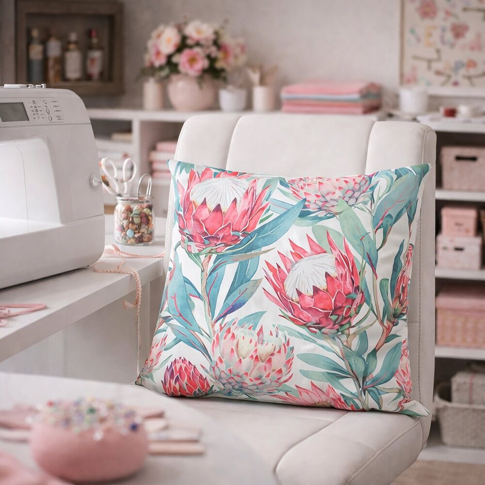 Urban Style Cushion Floral Throw Pillow Bold Protea Print 45x45cm