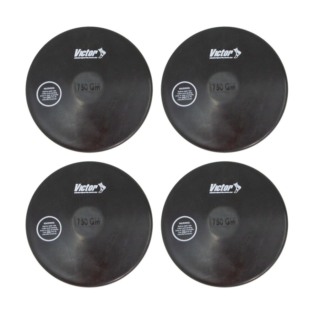 4PK Victor Sports Rubber Discus Durable Training Beginner Black 750g