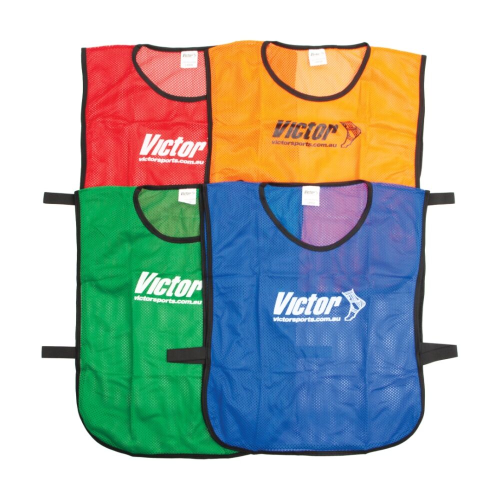 10PK Victor Sports Lightweight Mesh Fitness/Training Vest Red X-Large