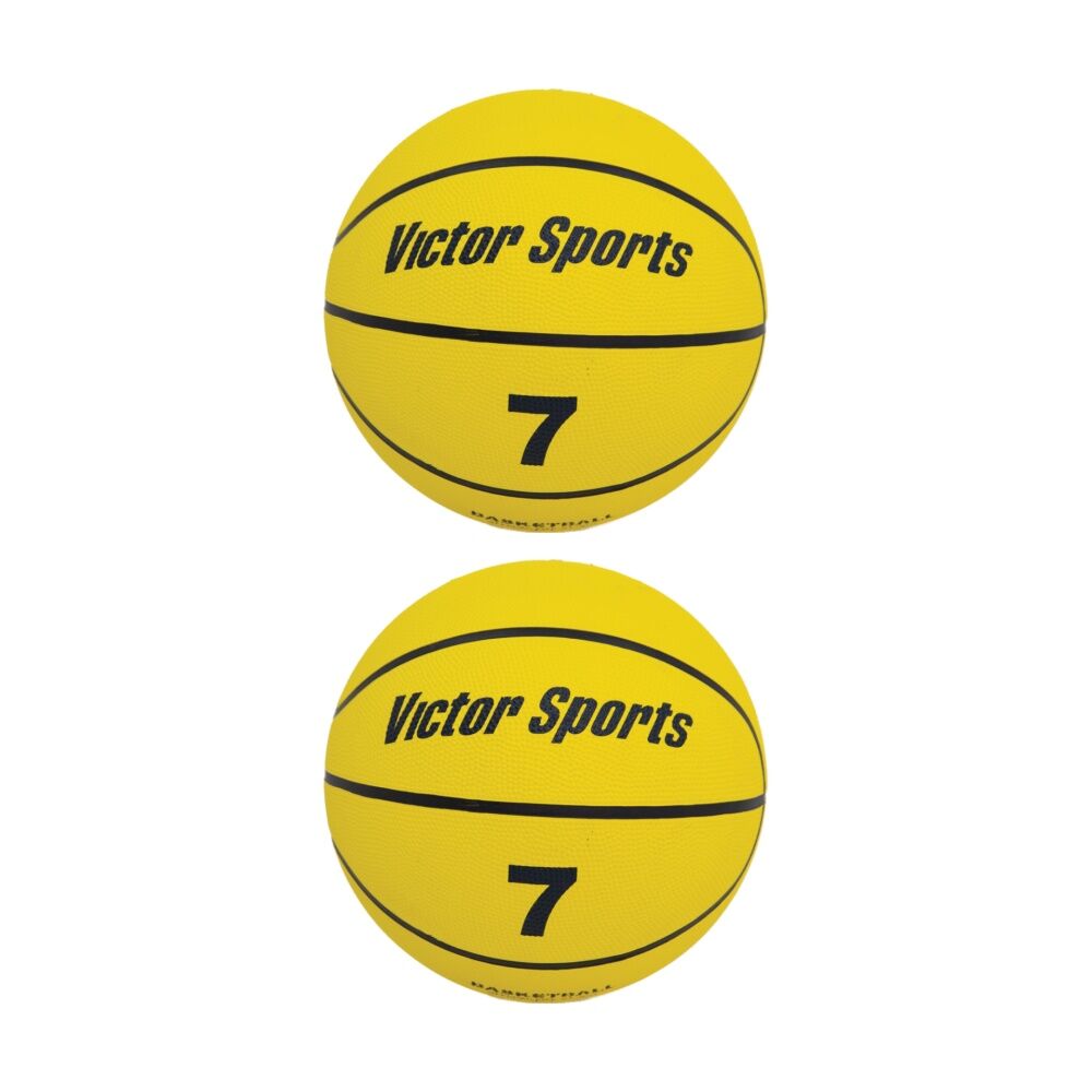 2PK Victor Sports Heavy Duty Durable Rubber Basketball Yellow Size 7