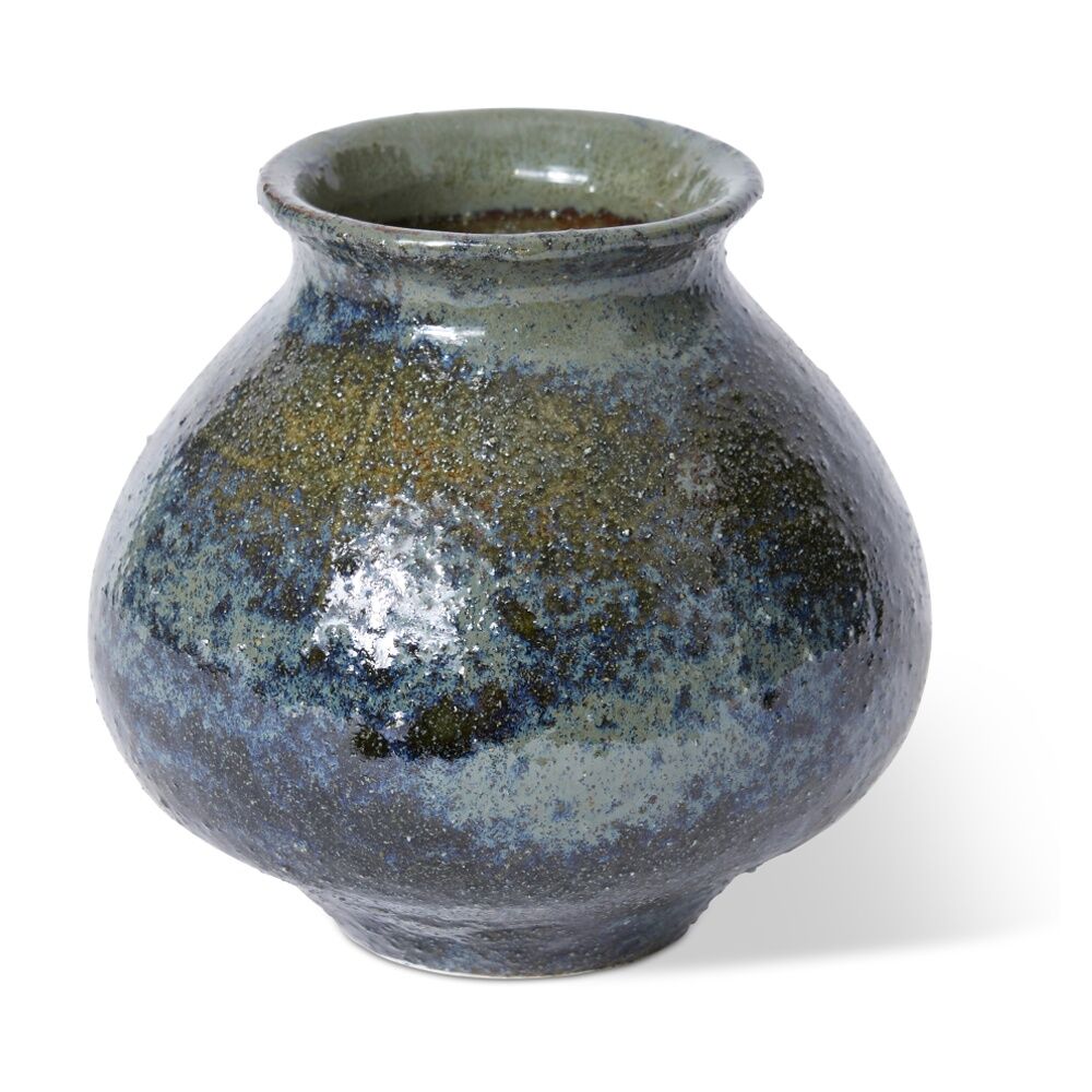 2PK E Style Gugu Vase Ceramic Stylish Home Decor Accent Piece Blue 14x14x12cm