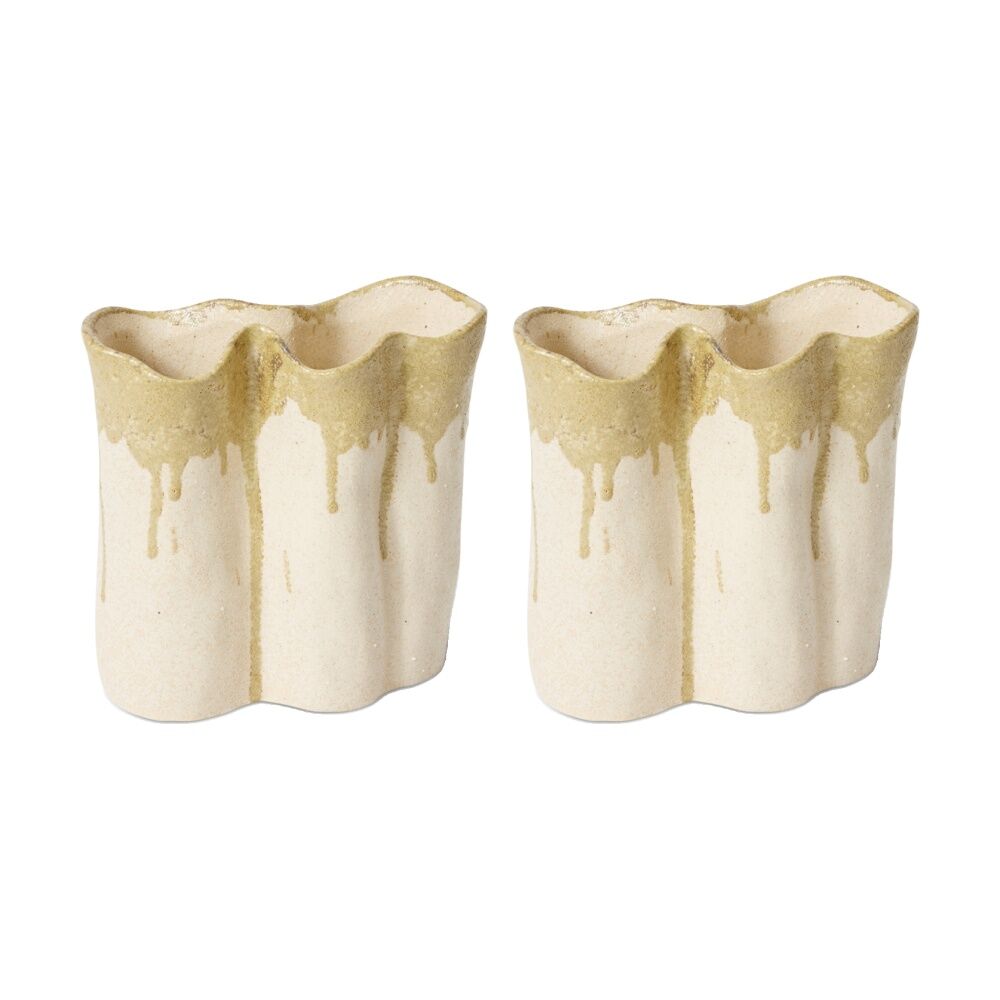 2PK E Style Brenya Vase Ceramic Home Decor Centrepiece Stone 20x11x19cm