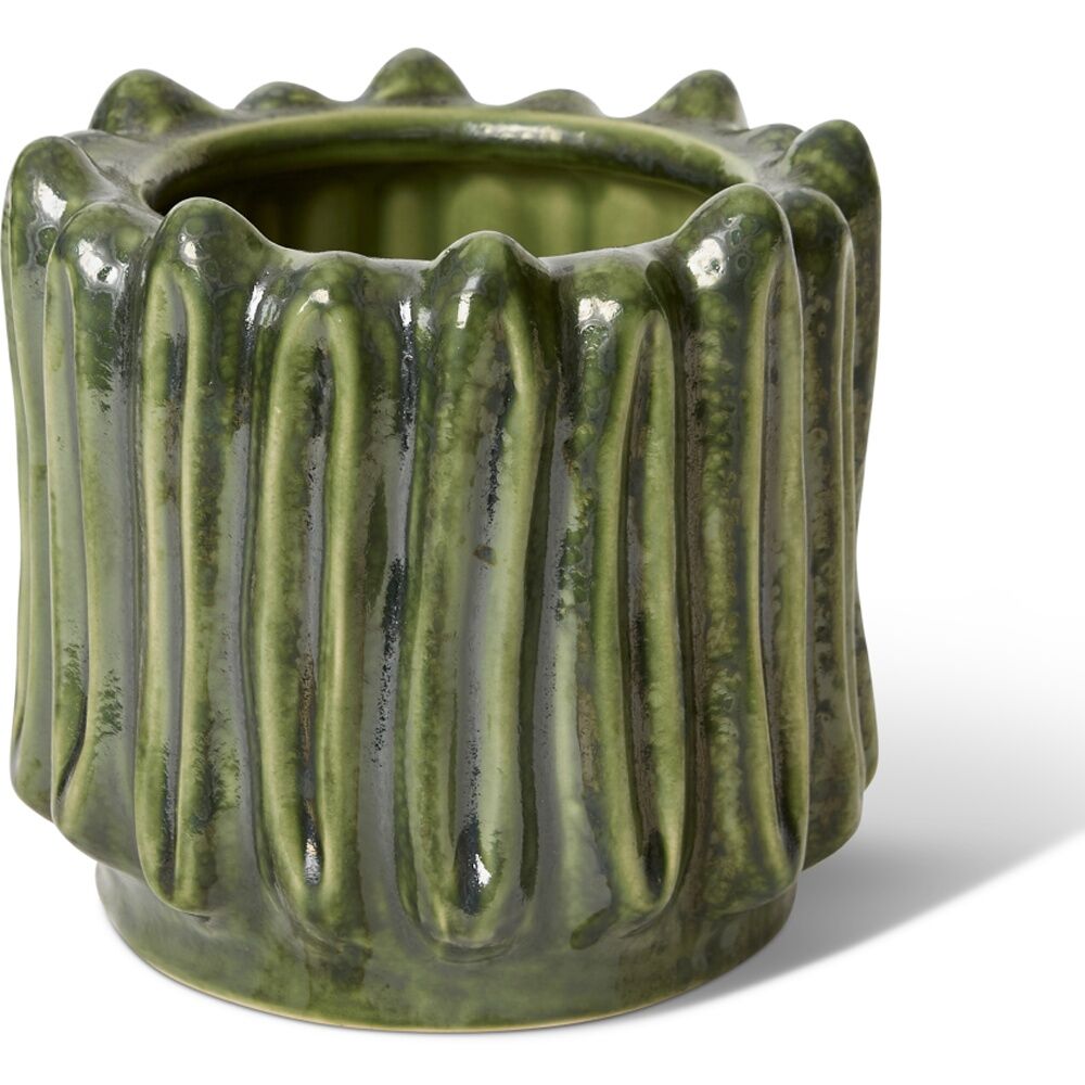 2PK E Style Imo Pot Organic Ceramic Textured Decorative Piece Green 15x15x14cm