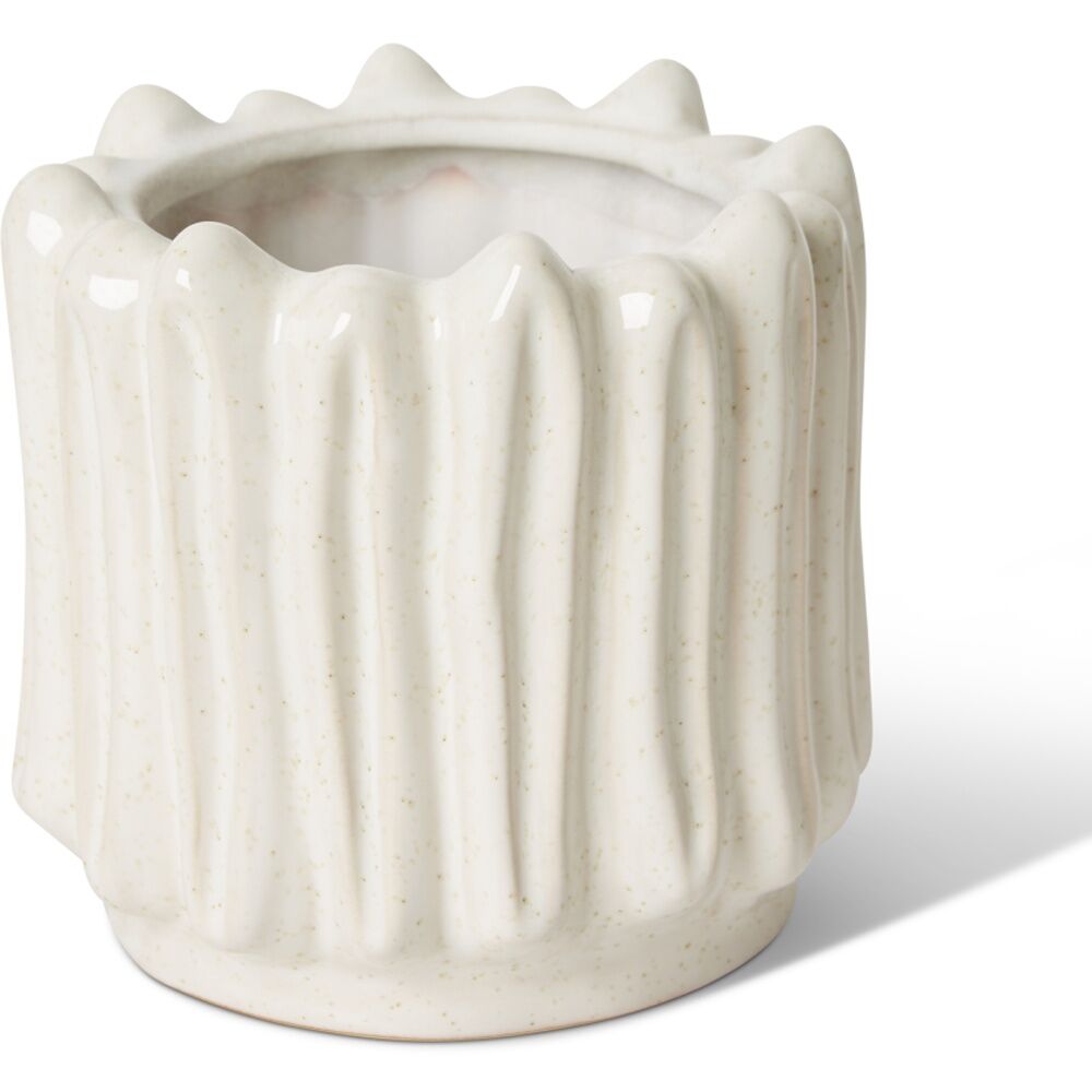 2PK E Style Imo Pot Organic Ceramic Textured Decorative Piece White 15x15x14cm