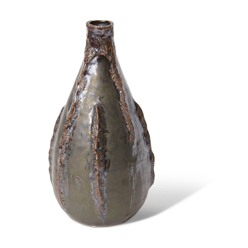 2PK E Style Kijani Ceramic Vase Decorative Vessel Brown 15x14x27cm