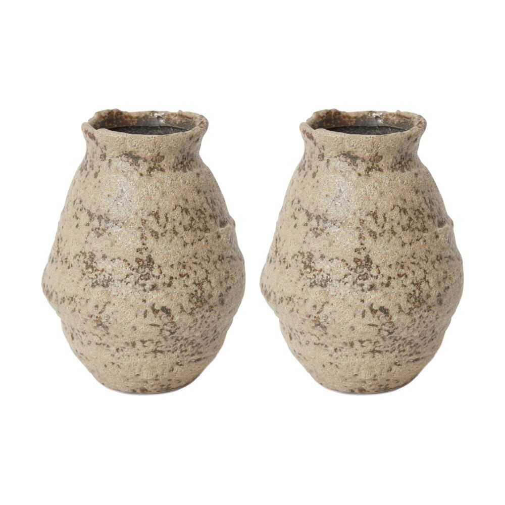 2PK E Style Assata Ceramic Vase Decorative Centrepiece Brown 15x15x20cm