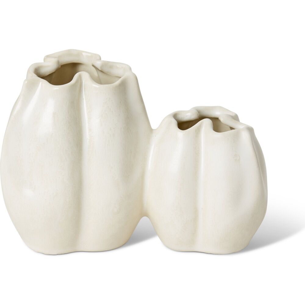 E Style Zilia Vase Mini Twin Ceramic Minimalist Decor Ivory 15x9x11cm