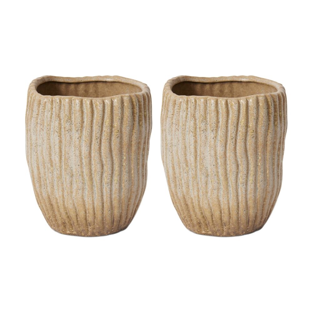 2PK E Style Jonas Ceramic Vase Textured Interior Decor Mixed 14x14x16cm