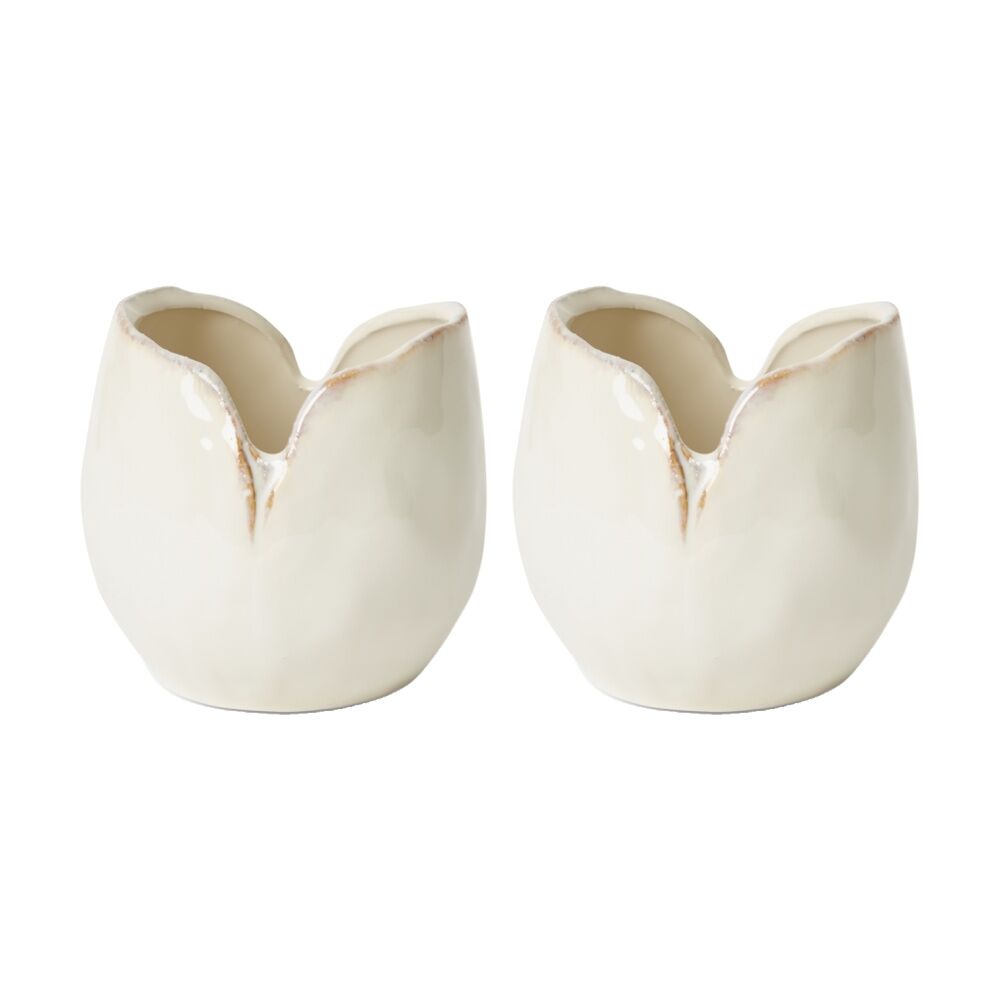 2PK E Style Gaia Ceramic Vase Short Contemporary Decor White 12x12x12cm