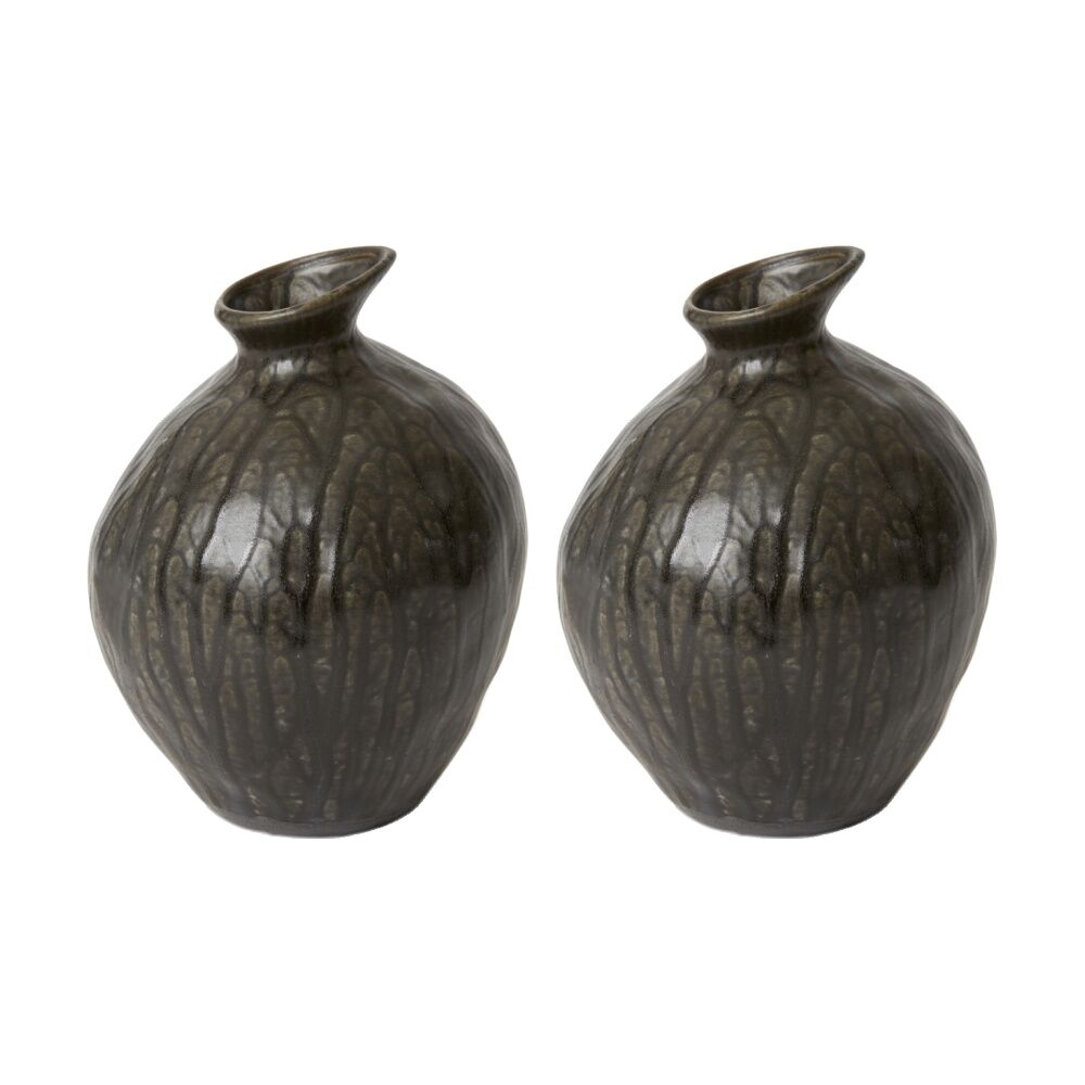 2PK E Style Marisol Ceramic Vase Elegant Home Decor Accent Black 16x16x20cm